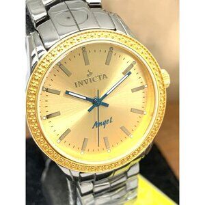 Invicta Women's Watch 14911 Angel Quartz Gold Dial Gray Ceramic Band 32mm